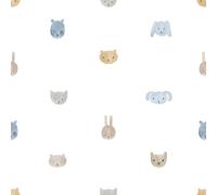 Galerie Little Explorers 2 Blue Happy Heads A4 Wallpaper Sample