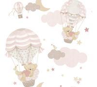 Galerie Little Explorers 2 Pink Hot Air Balloons A4 Wallpaper Sample