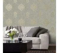 Galerie Lustre Collection Metallic Embossed Damask Wallpaper Roll