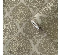 Galerie Lustre Collection Metallic Embossed Modern Damask Wallpaper Roll