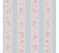 Galerie Maison Charme Blue Vintage Rose Stripe Motif A4 Wallpaper Sample