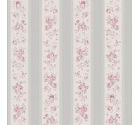 Galerie Maison Charme Grey Vintage Rose Stripe Motif A4 Wallpaper Sample