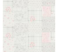 Galerie Maison Charme Pink/grey Patchwork Vintage Floral Motif A4 Wallpaper Sample