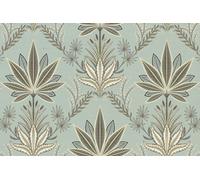 Galerie Mulberry Tree Green Palm Leaf Sisal Grasscloth A4 Wallpaper Sample