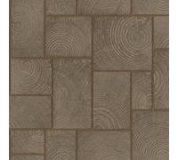 Galerie Natural Opulence Bronze Brown Wood Block Wallpaper Roll