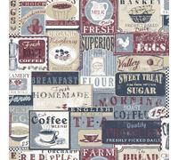 Galerie Nostalgie Collection Blue Enamel Signs Non-Woven Matte Wallpaper Roll