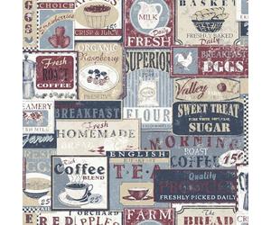 Galerie Nostalgie Collection Blue Enamel Signs Non-Woven Matte Wallpaper Roll