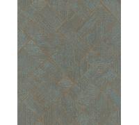 Galerie Odyssey Blue Copper Wood Mosaic Design A4 Wallpaper Sample