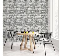 Galerie Organic Textures Black Grey Organic Slate Textured Wallpaper