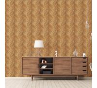 Galerie Organic Textures Warm Brown Yellow Chevron Wood Textured Wallpaper
