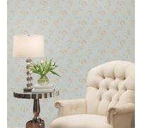 Galerie Palazzo Blue Turquoise Floral Embossed Wallpaper