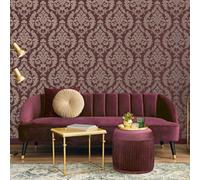 Galerie Palazzo Red Silk Damask Embossed Wallpaper