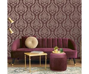 Galerie Palazzo Red Silk Damask Embossed Wallpaper