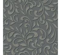 Galerie Paste The Wall Anthracite And Silver Damask Wallpaper