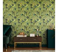 Galerie Pepper Flock Floral Green Wallpaper 81330