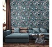 Galerie Pepper Flock Floral Green Wallpaper 81332