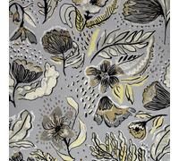 Galerie Pepper Flock Floral Silver Grey A4 Wallpaper Sample 81333