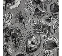 Galerie Pepper Flock Floral Silver Grey A4 Wallpaper Sample 81335