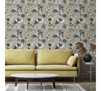 Galerie Pepper Flock Floral Silver Grey Wallpaper 81333