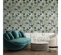 Galerie Pepper Flock Floral Silver Grey Wallpaper 81334