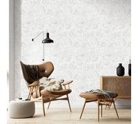 Galerie Pepper Flock Floral White Wallpaper 81336