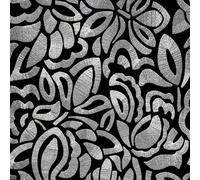 Galerie Pepper Lana Black Flocked Fabric Brussels Floral Lace A4 Wallpaper Sample