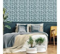 Galerie Pepper Seta Teal Glitter Octogonal Honeycomb Wallpaper