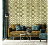 Galerie Pepper Seta Yellow Glitter Octogonal Honeycomb Wallpaper