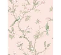 Galerie Secret Garden Pink/green Garden Bird Trail A4 Wallpaper Sample