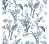 Galerie Secret Garden White/blue Botanical Floral Wallpaper Roll