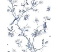 Galerie Secret Garden White/blue Garden Bird Trail A4 Wallpaper Sample