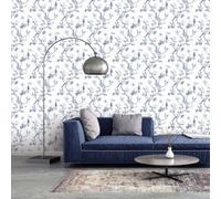Galerie Secret Garden White/blue Garden Bird Trail Wallpaper Roll