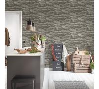 REALISTIC FAUX GREY BRICK DRY STONE WALL FEATURE WALLPAPER A.S.CREATION 95833-1