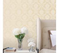Galerie Simply Silks 4 Dark Cream Classic Damask Embossed Wallpaper