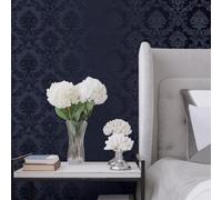 Galerie Simply Silks 4 Navy Classic Damask Embossed Wallpaper