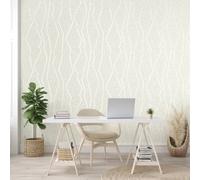 Galerie Slow Living Linen White Connection Metallic Geometric Lines Wallpaper Roll