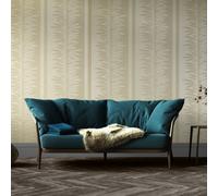 Galerie Slow Living Ochre Gold Passion Leaf Stripe 3D Embossed Glitter Wallpaper Roll
