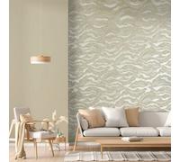 Galerie Slow Living Sand Gold Reflection Metallic Texture Abstract Wave Wallpaper Roll