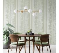 Galerie Slow Living Wasabi Green Passion Leaf Stripe 3D Embossed Glitter Wallpaper Roll