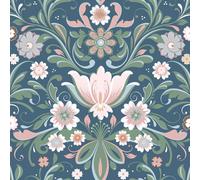Galerie Sommarang 2 Blue Ostanskar Floral A4 Wallpaper Sample
