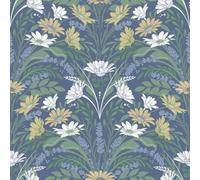 Galerie Sommarang 2 Blue/yellow Varmdo Floral Wallpaper Roll