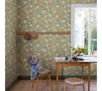 Galerie Sommarang 2 Green Midsommar Scandinavian Folk Art Wallpaper Roll
