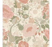 Galerie Sommarang 2 Green/pink Vaxa Floral A4 Wallpaper Sample