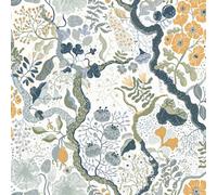 Galerie Sommarang 2 White/orange/blue Ann Floral Vine Wallpaper Roll