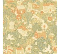 Galerie Sommarang 2 Yellow Bygga Bo Scandinavian Village Wallpaper Roll