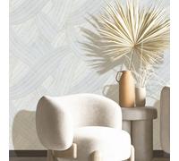 Galerie Stratum Collection Metallic Blue/beige/cream Geometric Swirl Lines Double Width Wallpaper Roll