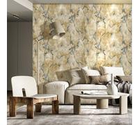 Galerie Stratum Collection Metallic Blue/gold Marmo Marble Effect Double Width Wallpaper Roll