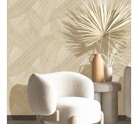 Galerie Stratum Collection Metallic Gold/cream Geometric Swirl Lines Double Width Wallpaper Roll