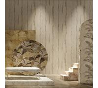 Galerie Stratum Collection Metallic Silver/cream/beige Vertical Lines Double Width Wallpaper Roll