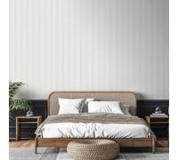 Galerie Style Sisters Flock Stripe White Ss21238 Wallpaper